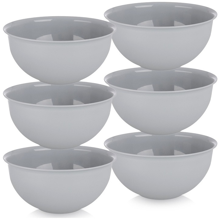 Set 6 Boluri Plastice Artemis 500 ml, gri, 13x6 cm