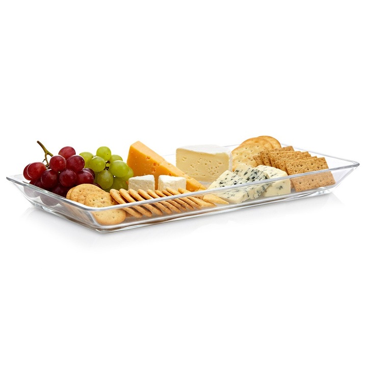 Platou de bucatarie, Artemis, dreptunghiular, 30x14x2cm, sticla transparenta