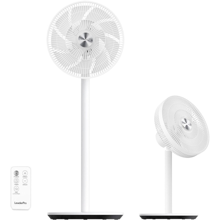 Ventilator stand cu motor DC, 8 viteze, inaltime reglabila, oscilatie 3D, set cu telecomanda