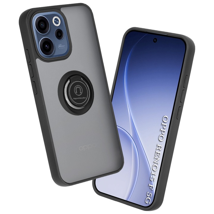 Husa pentru Oppo Reno 15 F / Reno 15 FS 5G Daden® Glinth, Suport Inel, Antisoc, Calitate Premium, Fumuriu cu Margini Negre