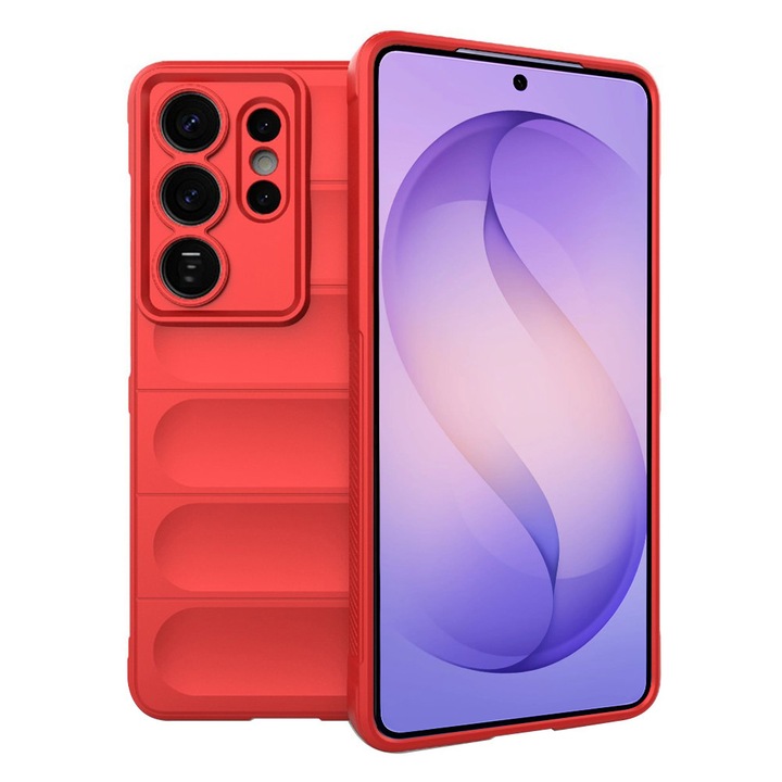 Калъф за Samsung Galaxy S26 Ultra Liquid Silicone, подплата от микрофибър, дизайн с въздушна възглавница против приплъзване, червен