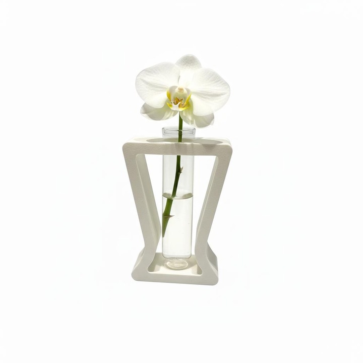 Vaza Bloom / Vaza decorativa cu eprubeta din sticla, Design detasabil, Usor de curatat, Potrivit pentru camera de zi, dormitor, decorarea biroului, Sticla/plastic 14cm
