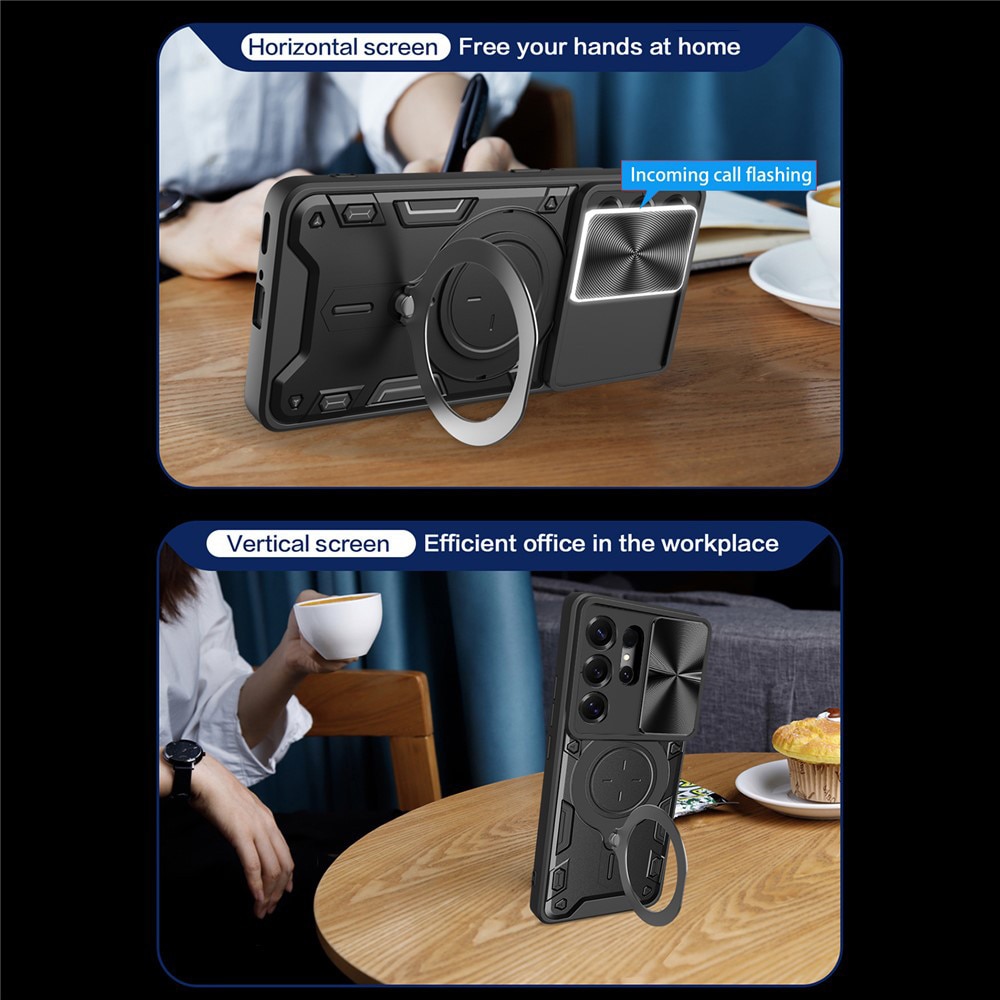 Husa pentru Samsung Galaxy S26 Ultra cu protectie pentru camera si suport magnetic integrat Ring Shockproof, rosu