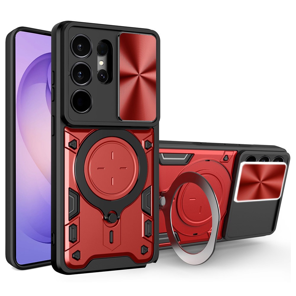 Husa pentru Samsung Galaxy S26 Ultra cu protectie pentru camera si suport magnetic integrat Ring Shockproof, rosu