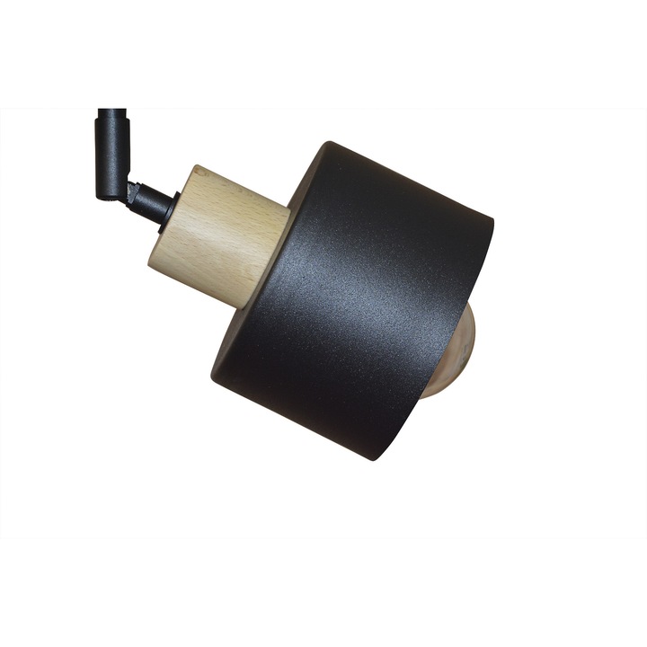 Lampa de tavan cu 2 surse de lumina - stil scandinav, lemn si metal negru