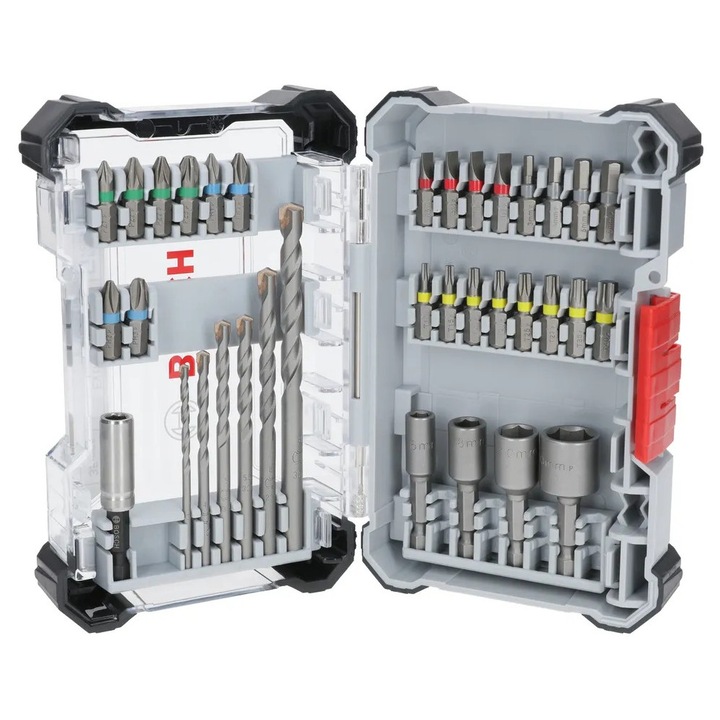 Set de biti de insurubare Extra Hard si set de burghie HSS pentru metal, cu cutie de depozitare, 35 bucati