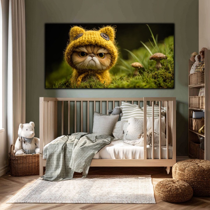 Tablou Canvas Premium Art-Zen, Camera Copiilor, Design Original, Print Grafic de Top, Sasiu Solid Lemn, 120x60 cm