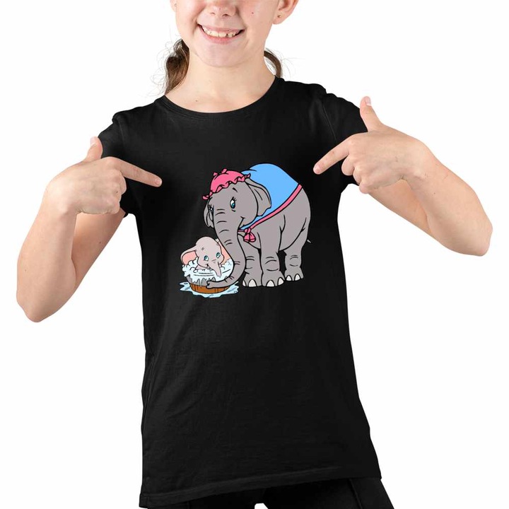 Tricou Copii Fete Dumbo Jumbo Baie Circus, Fekete