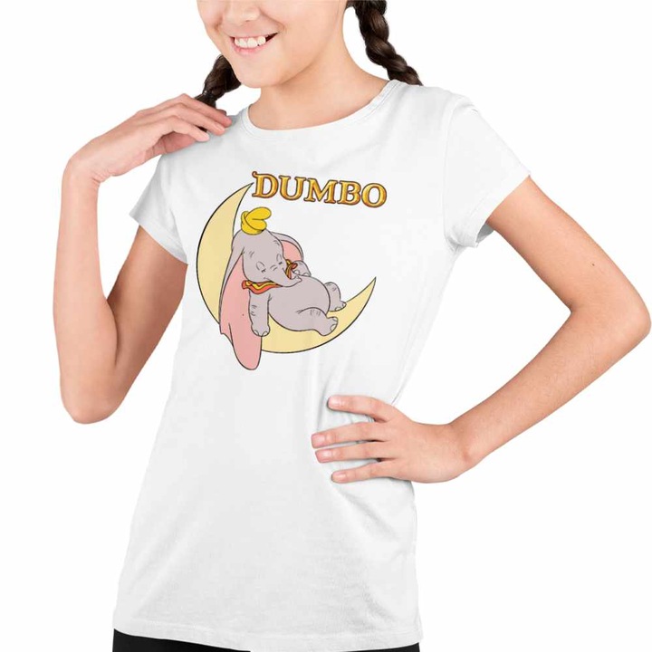 Tricou Copii Fete Dumbo Luna Somn Usor Elefant Circ, Fehér