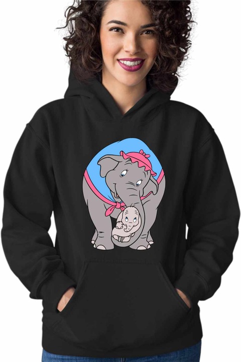 Hanorac Femei Dumbo Mama Jumbo Circ Clovn, Negru