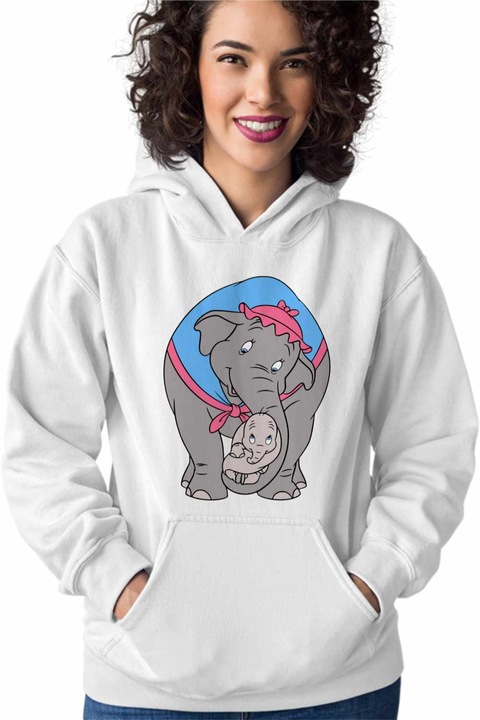 Hanorac Femei Dumbo Mama Jumbo Circ Clovn, Alb