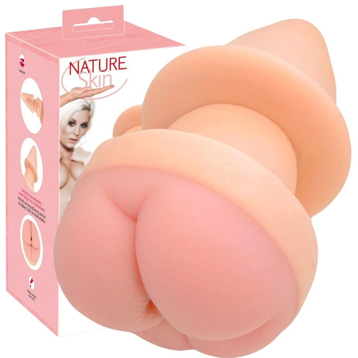 Dop anal Nature Skin 2-in-1, TPR, 19,5cm x 8,5cm