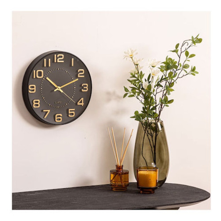 Ceas de perete 3D mare 30cm, design modern mecanism silentios, decor living/dormitor, negru