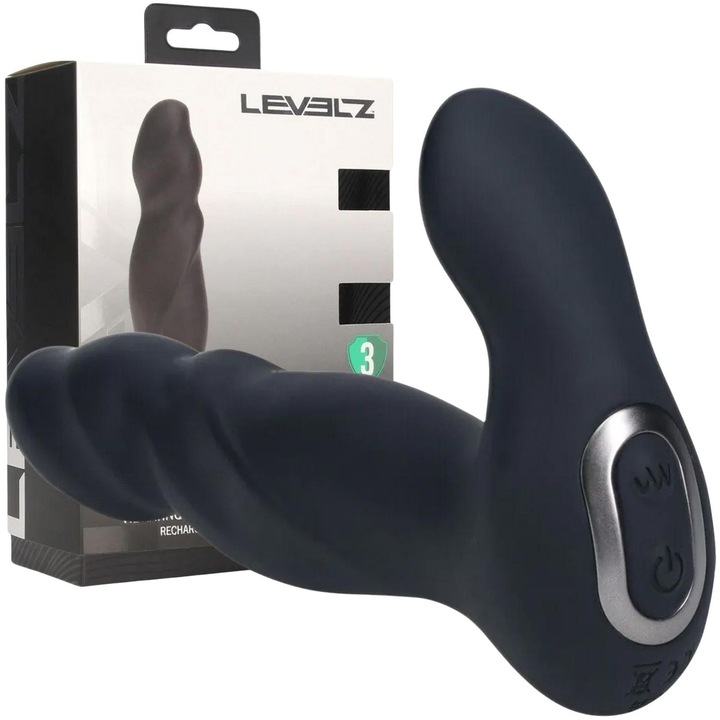 Masaj vibrator pentru prostata, Levelz, silicon, 14,7cm, negru