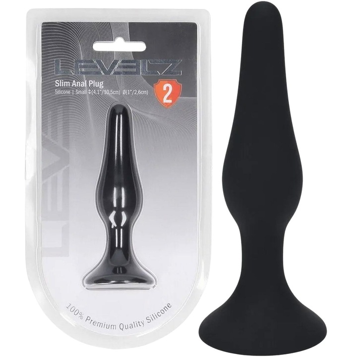 Plug anal Levelz Slim, silicon, 10,5x2,6cm, negru, marime S