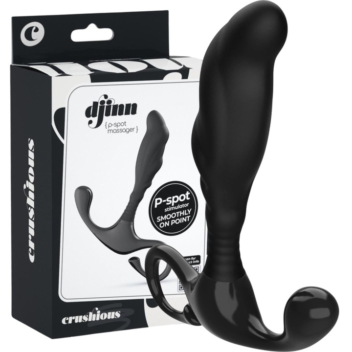 DJINN prosztata masszázs, szilikon, fekete, 10,5x2,2cm, kézi, vízálló