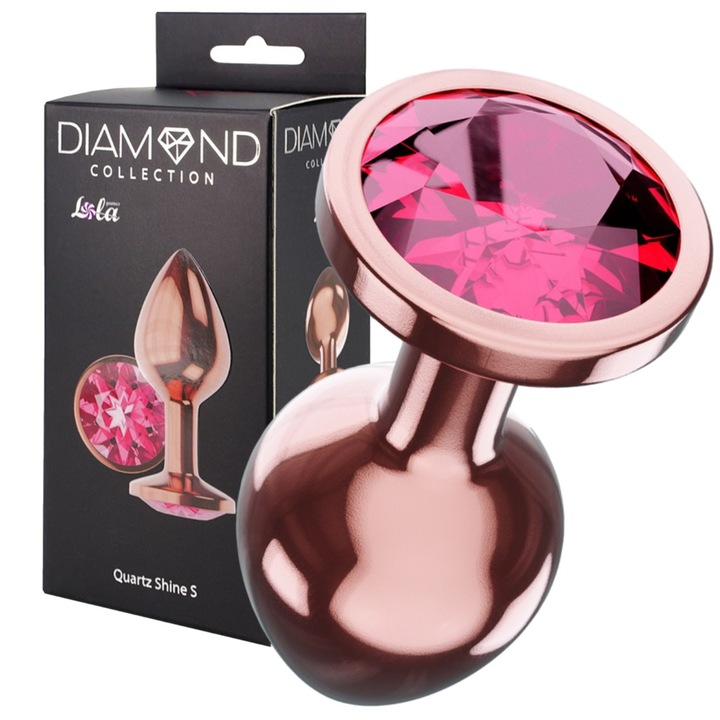Plug anal Diamond Shine S, metal, roz aurie, 7,2x2,7cm, waterproof