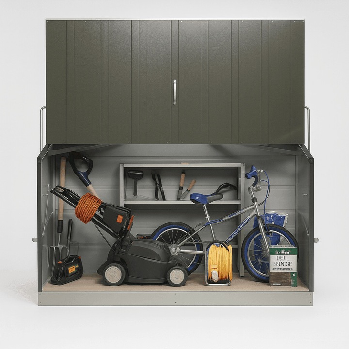 Sopron de gradina metalic Guardena, 196x89x113cm, design patentat, constructie din otel galvanizat, rezistenta la apa