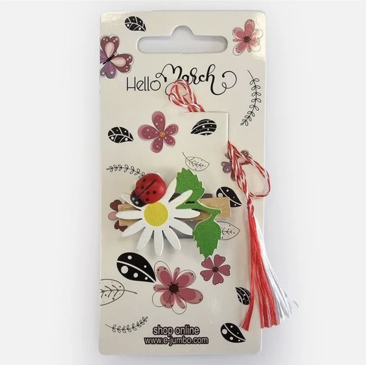 Martisor cu Margareta si Buburuza din Lemn, Multicolor