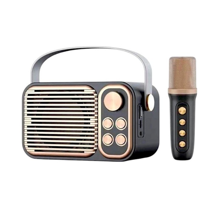 Sistem audio Bluetooth Tradesor YS-104, microfon Karaoke, 10W, 8x15x10cm, gri inchis