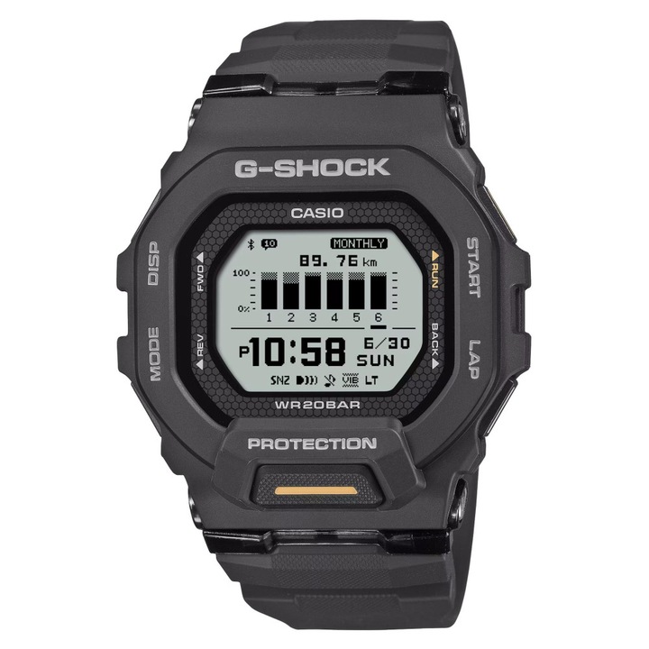 Ceas sportiv G-shock GBD-200-1A1, negru, 46x15mm, mecanism quartz, rezistent la apa 200m