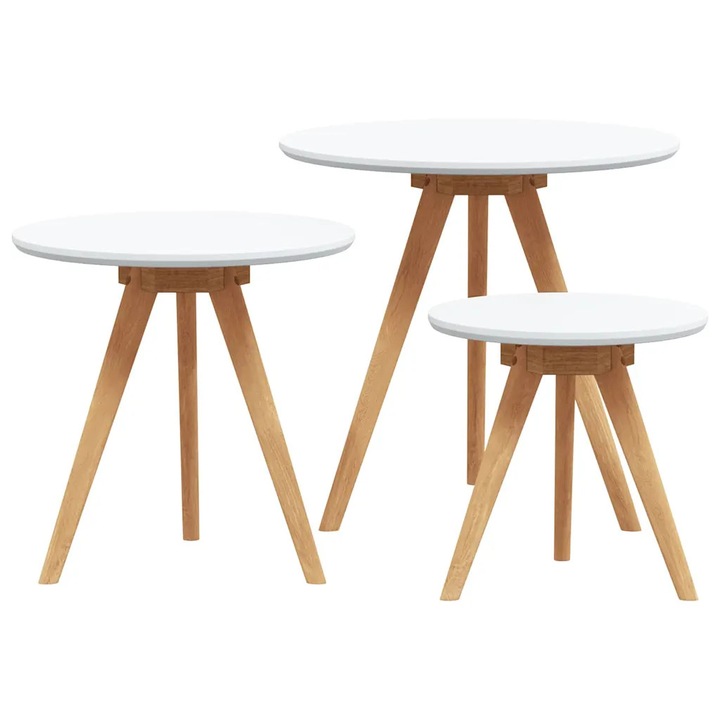 vidaXL Dohányzóasztal 3 pcs Barna Masszív diófa 42009908