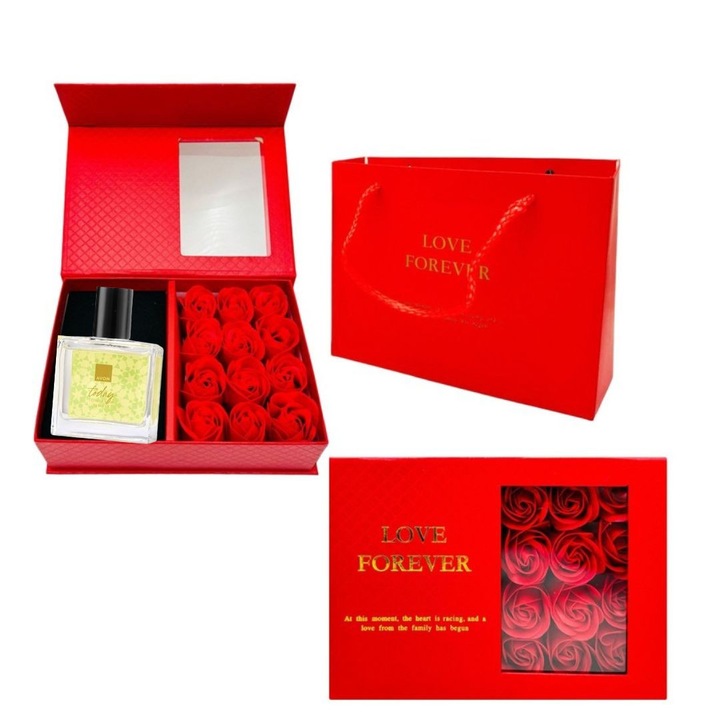 Подаръчна кутия Love Forever с 12 сапунени рози и тоалетна вода Avon Today Tomorrow Always за жени 30 мл