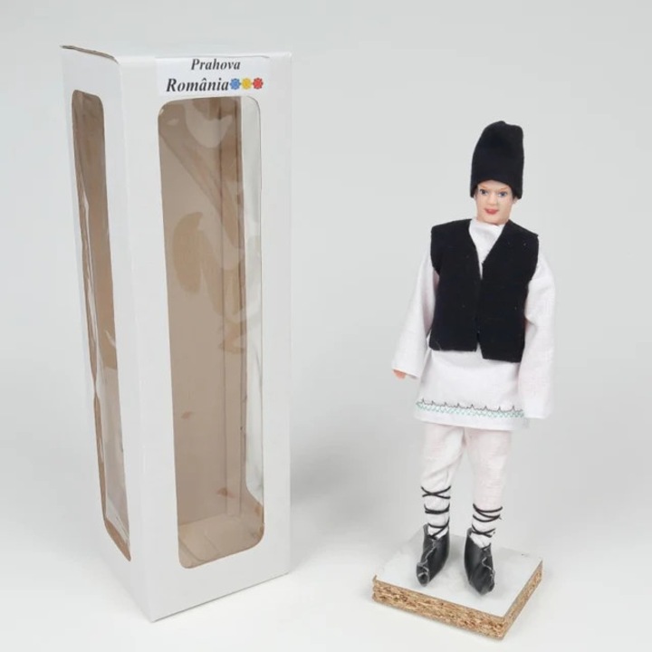 Papusa Barbat in Costum Traditional Prahova, Romania, 30 cm, Multicolor