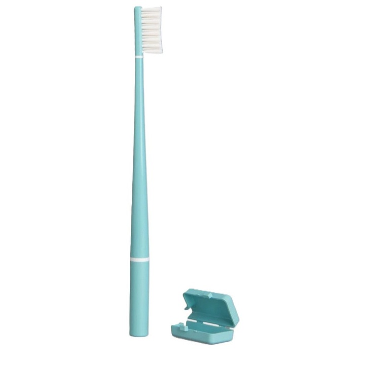 Periuța de dinți PIUMA Aqua Green, cu extract de Echinacea, ingrijire antiinflamatoare a gingiilor, include soluție de curațare a limbii, 1 buc.