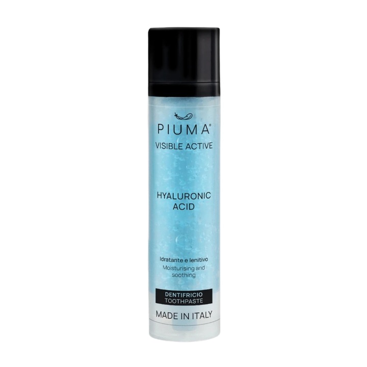 Piuma Természetes fogkrém hialuronsavval, hidratálja és regenerálja az ínyt, gyulladáscsökkentő hatású, 50 ml