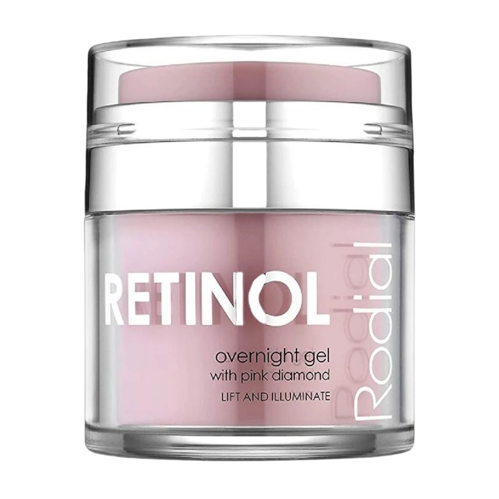 Gel de noapte netezitor Pink Diamond cu Retinol RODIAL, uniformizeaza nuanța pielii si o ilumineaza, reface fermitatea pielii, 50 ml