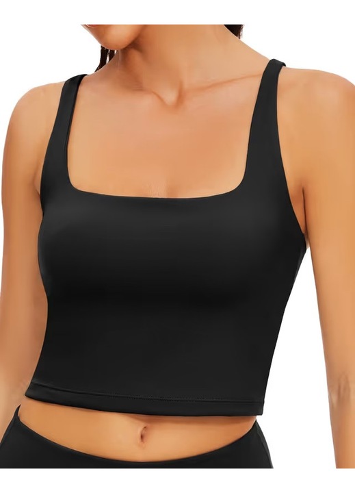 Bustiera sport fara armaturi, sutien elastic cu push-up, negru M