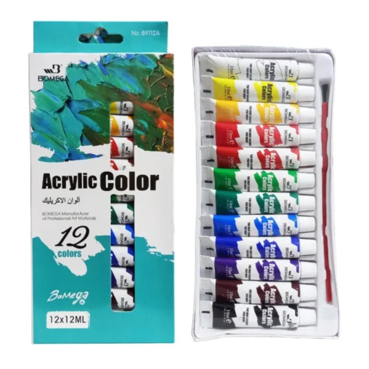 Bomega akril festék 12 szín x 12ml