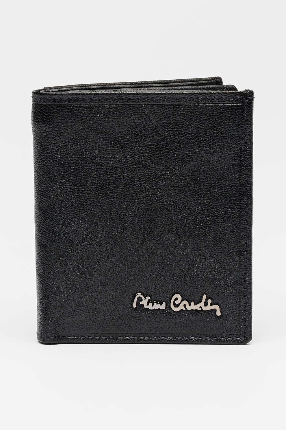 Pierre Cardin, Portofel pliabil din piele cu logo metalic, Negru