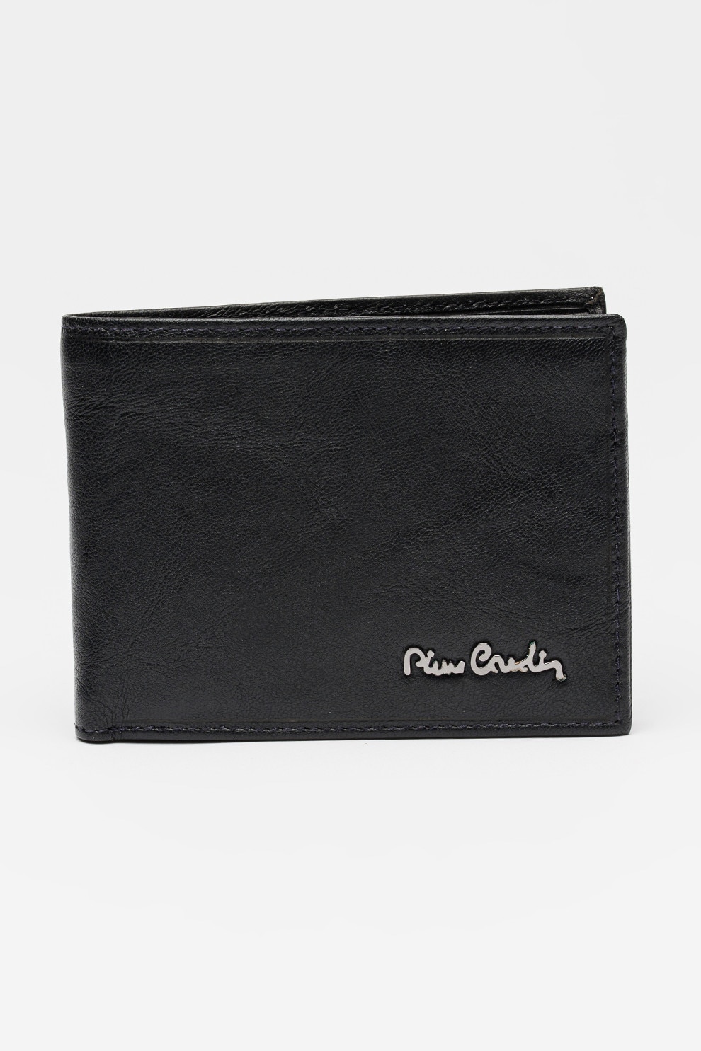Pierre Cardin, Portofel din piele cu logo metalic, Negru