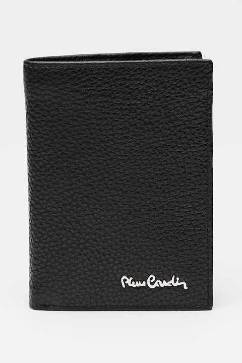 Pierre Cardin, Релефен кожен портфейл с двойно прегъване, Черен