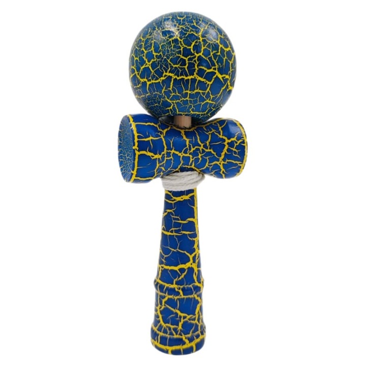 Kendama din lemn bicolor, joc de îndemânare, 6x18cm