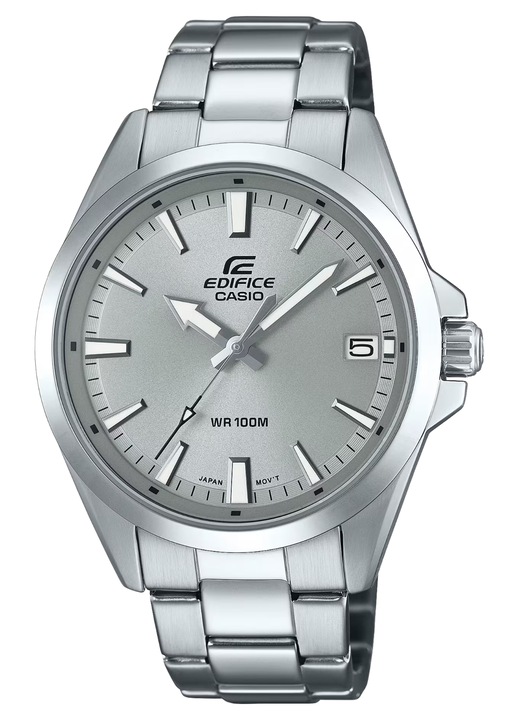 Мъжки часовник Casio Edifice EFV-100D-8AVUEF, сребрист корпус, сив циферблат, 42x10.9mm
