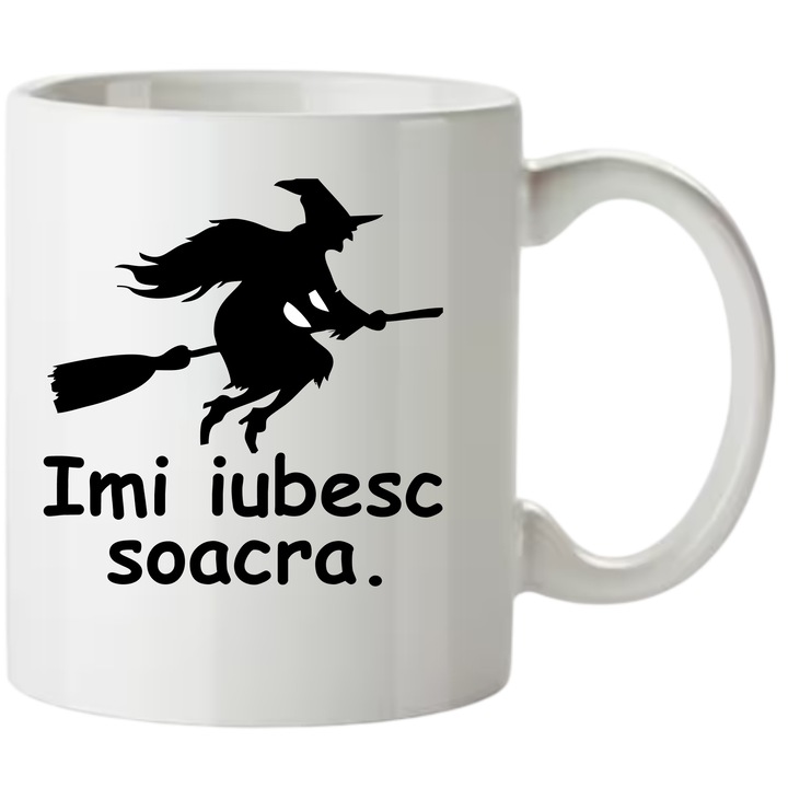 Cana personalizata Imi iubesc soacra, ceramica, alb, 330 ml