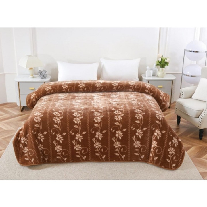 Одеяло Cocolino 200×240 см – Светлокафяво Елегантно Флорално