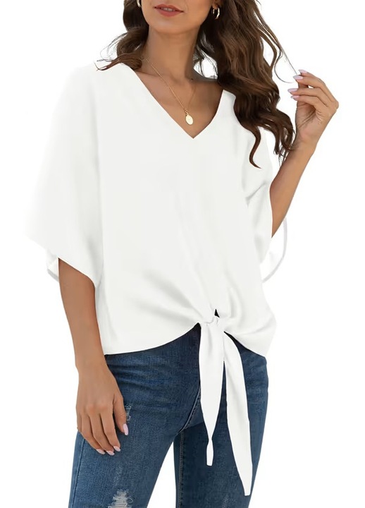 Bluza lejera pentru femei, alba din sifon, S