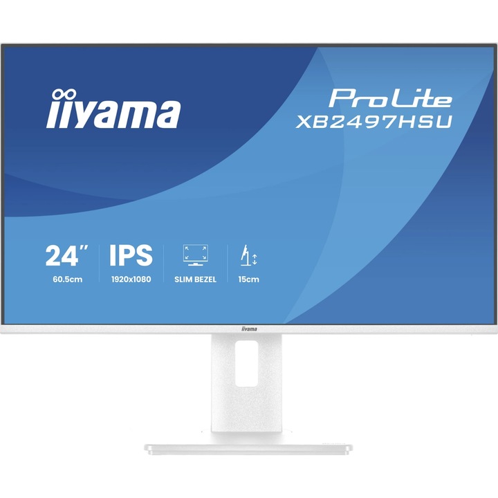 Monitor IPS LED Iiyama 23.8" XB2497HSU-W1, Full HD 1920 x 1080, HDMI, DiplayPort, Boxe, Pivot, 120 Hz, 4 ms Alb