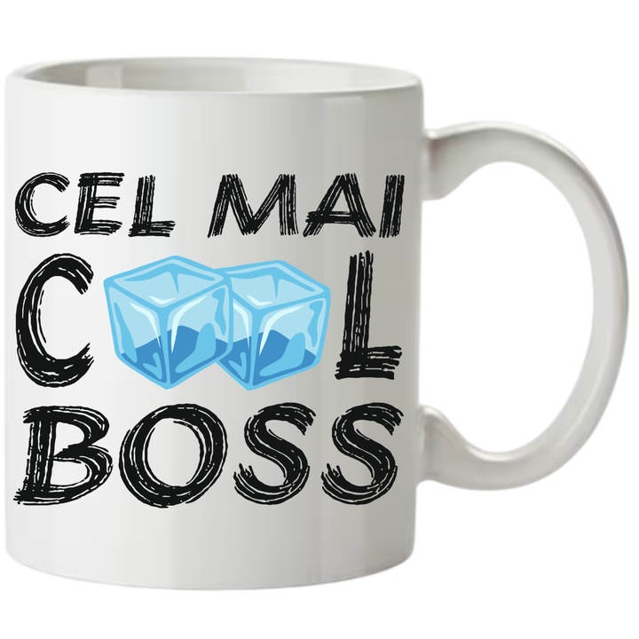 Cana personalizata Cel mai cool Boss, ceramica, alb, 330 ml