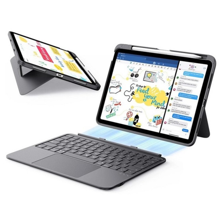 Esr flex billentyűzetes tabletvédő, mágneses, asztali tartó, qwerty, angol nyelvű, ceruza tartó, sötétszürke, kompatibilis: Apple IPAD Air 11, 2025, / IPAD Air 2022 / IPAD Air 2020, Air 4