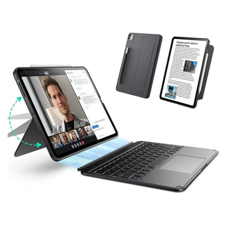 Esr shift billentyűzetes tabletvédő, mágneses, asztali tartó, qwerty, angol nyelvű, ceruza tartó, sötétszürke, kompatibilis: Apple IPAD Pro 13, 2025, / IPAD Pro 13, 2024