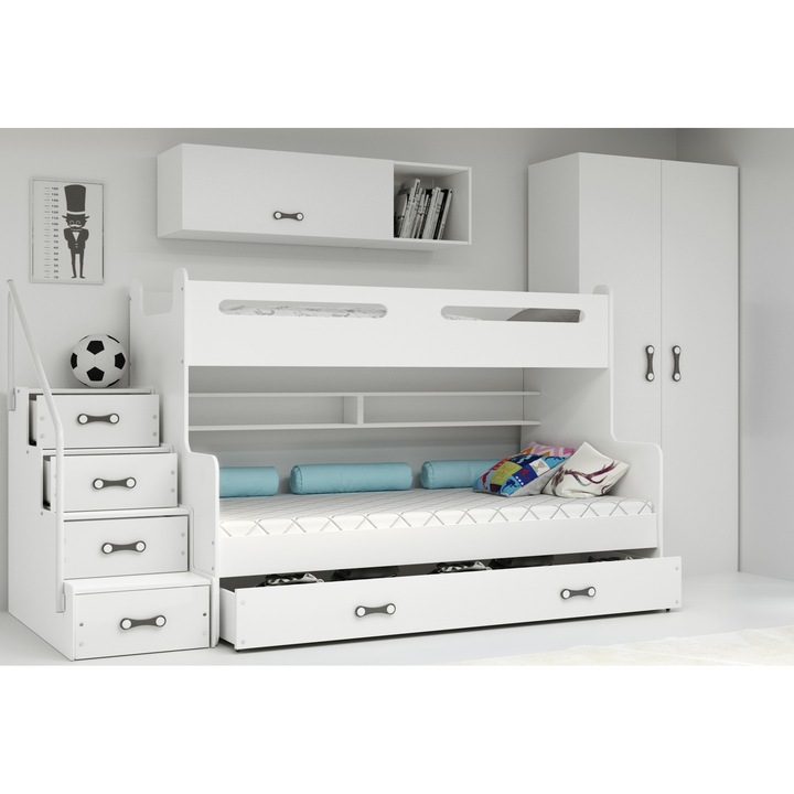 MAX 3 gyerekágy 120x200 fiókkal, fehér