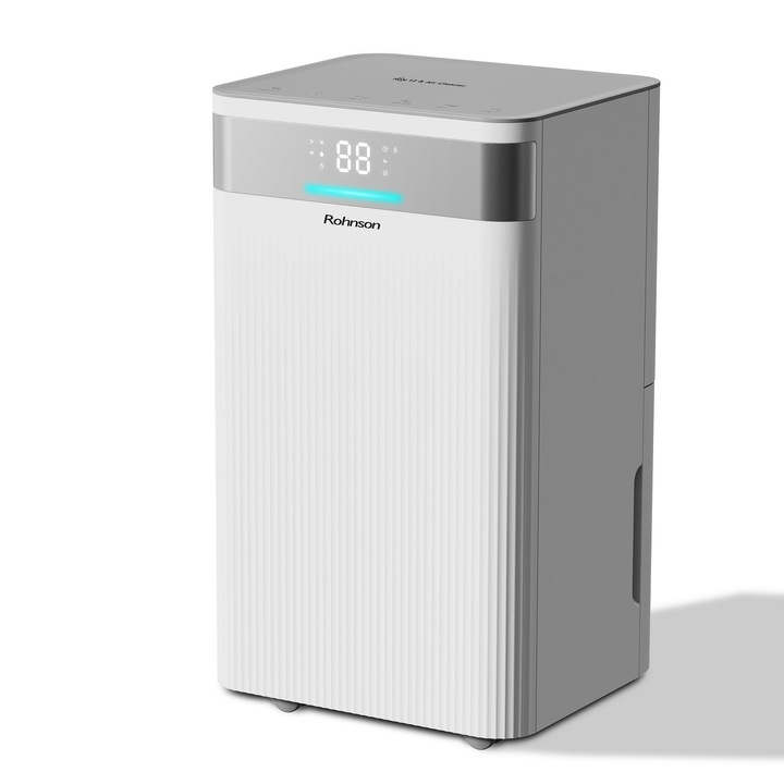 Обезвлажнител Rohnson R-91912 Ion & Air Cleaner, 12 лден, Резервоара 2 л, Йонизираща функция, Таймер, Функция за сушене на пране, Бял
