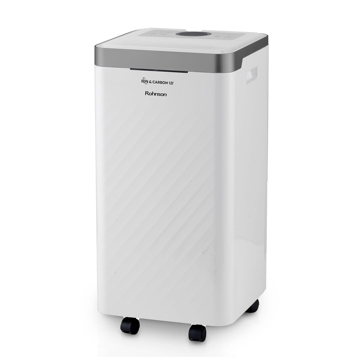 Обезвлажнител Rohnson R-91710, 10 л/ден, Резервоара 2,5 лСистема за сушене на дрехи, Система против замръзване, Бял