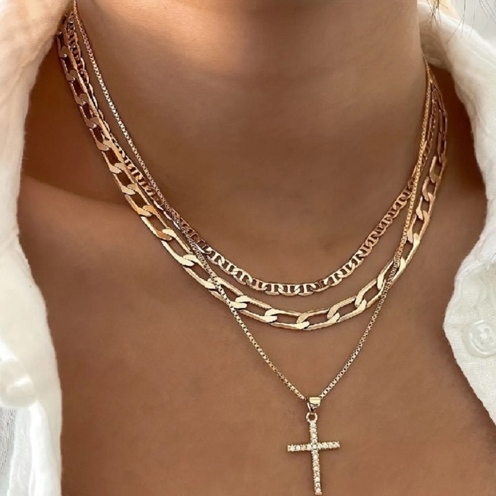 Colier IZMAEL, multistrat, aur, 39x6, 5cm