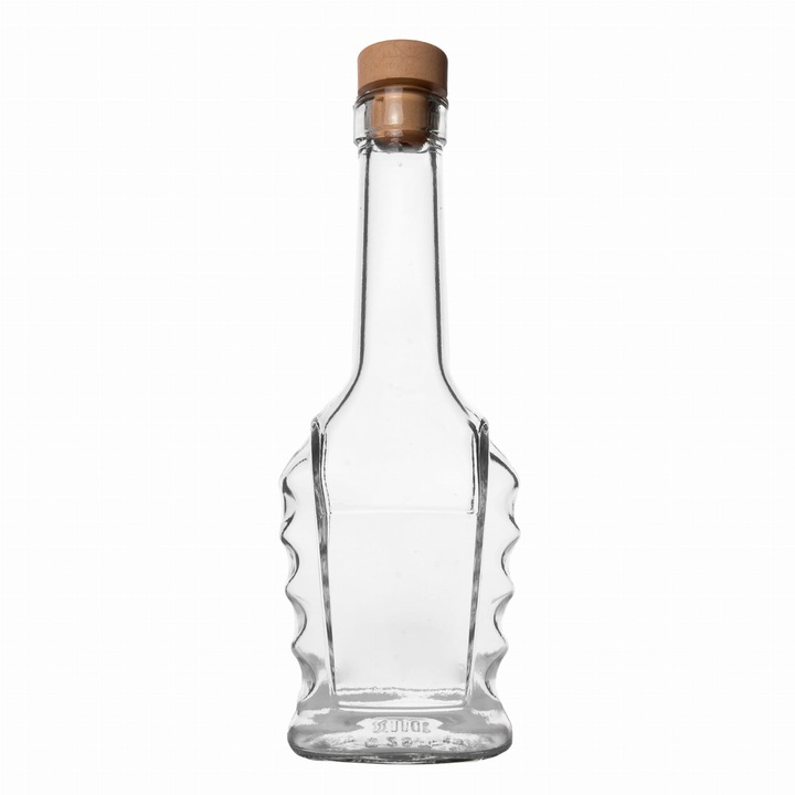 Sticla din sticla, 250 ml, design elegant, cu dop sintetic tip ciuperca, pentru bauturi si cadouri